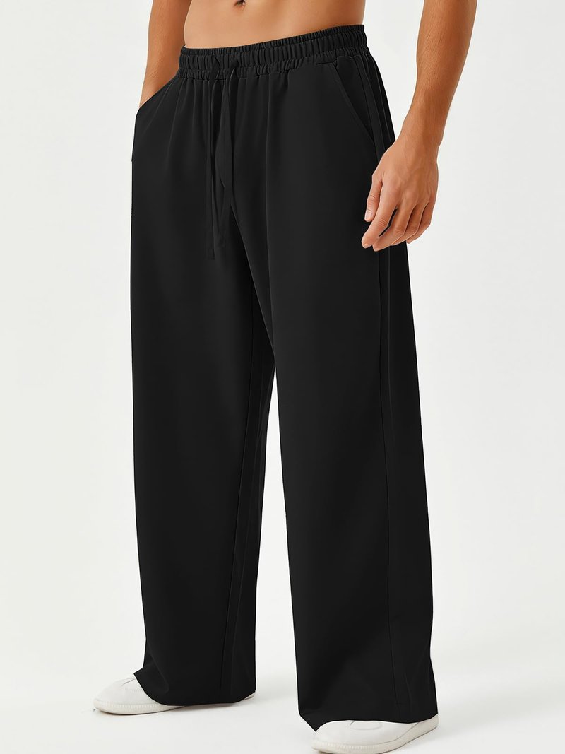 ATOFY Men's Baggy Sweatpant Lounge Wide Leg Sweatpants Elastic Waist Drawstring Loose Joggers Athletic Pants with Pockets Black