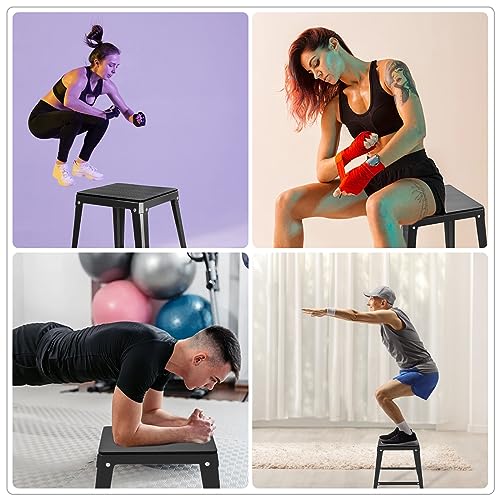 GUDESEN Plyometric Boxes 12 Inch Steel Plyo Box Fitness Exercise Jump Box for Home Gym Plyometric Jumping Exercises/Black