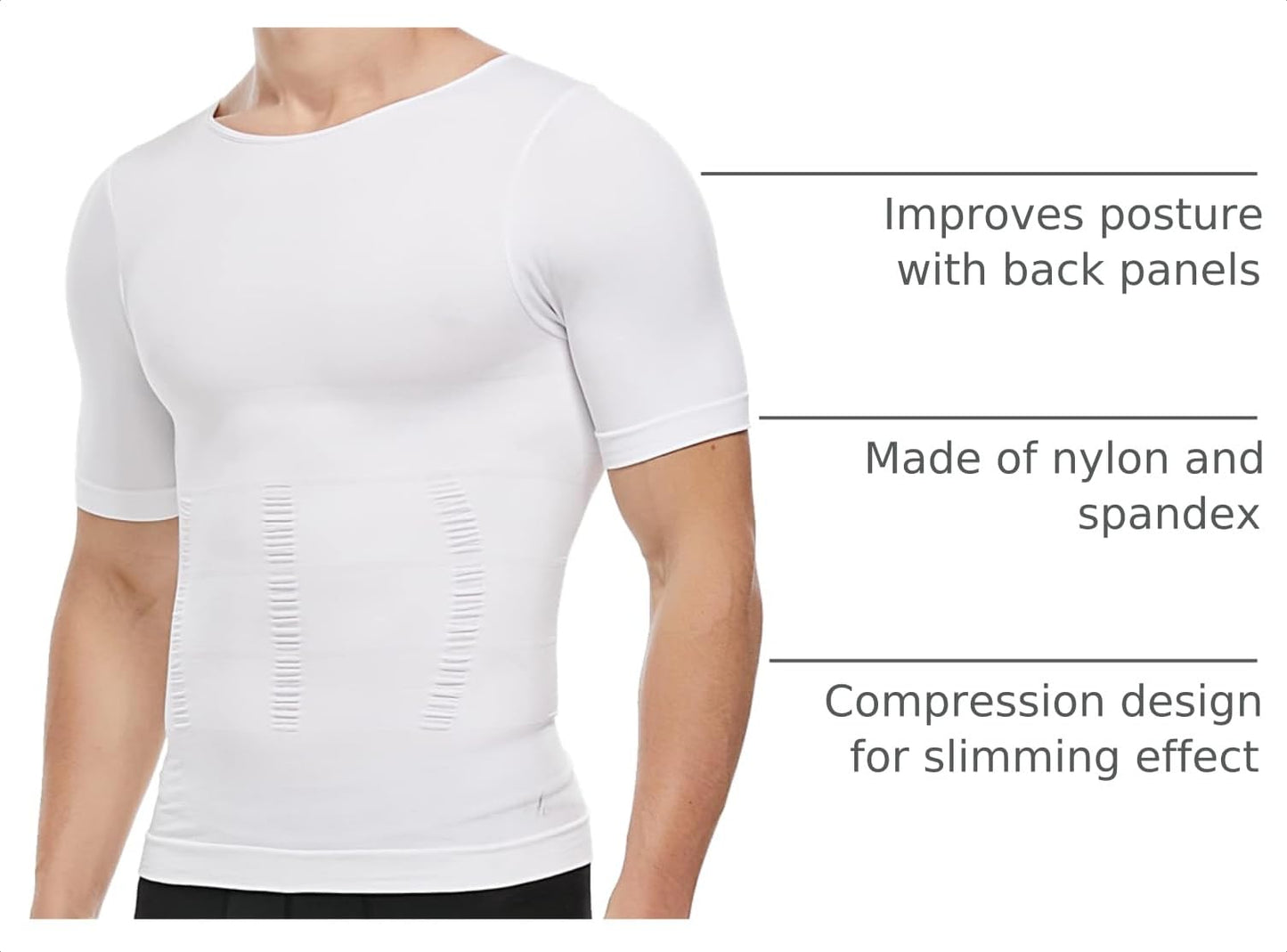 Men's Slimming Body Shaper Vest Undershirt Abs Abdomen Slim Tank Top White