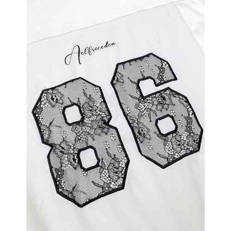 Aelfric Eden Off The Shoulder Lace Embroidery Sweatshirt Long Sleeve Y2K jersey Sweatshirts Oversized Baggy Pullover Top
