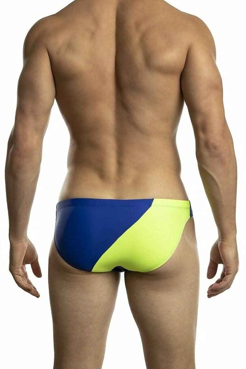 Jack Adams Men's Color Wave Swim Brief (Royal/Lime, X-Large)