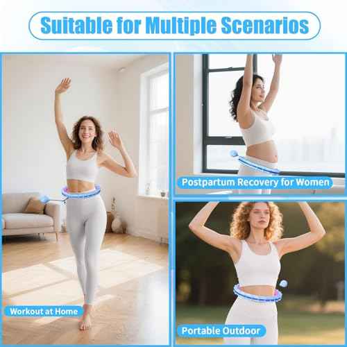 65 Inch Adjustable Weighted Hula Detachable Hoop for Adults Weight Loss, Plus Size Quiet Infinity Fitness Hoop with 32 Links, Non-Drop Funny Smart Exercise Hoops for Women and Beginners