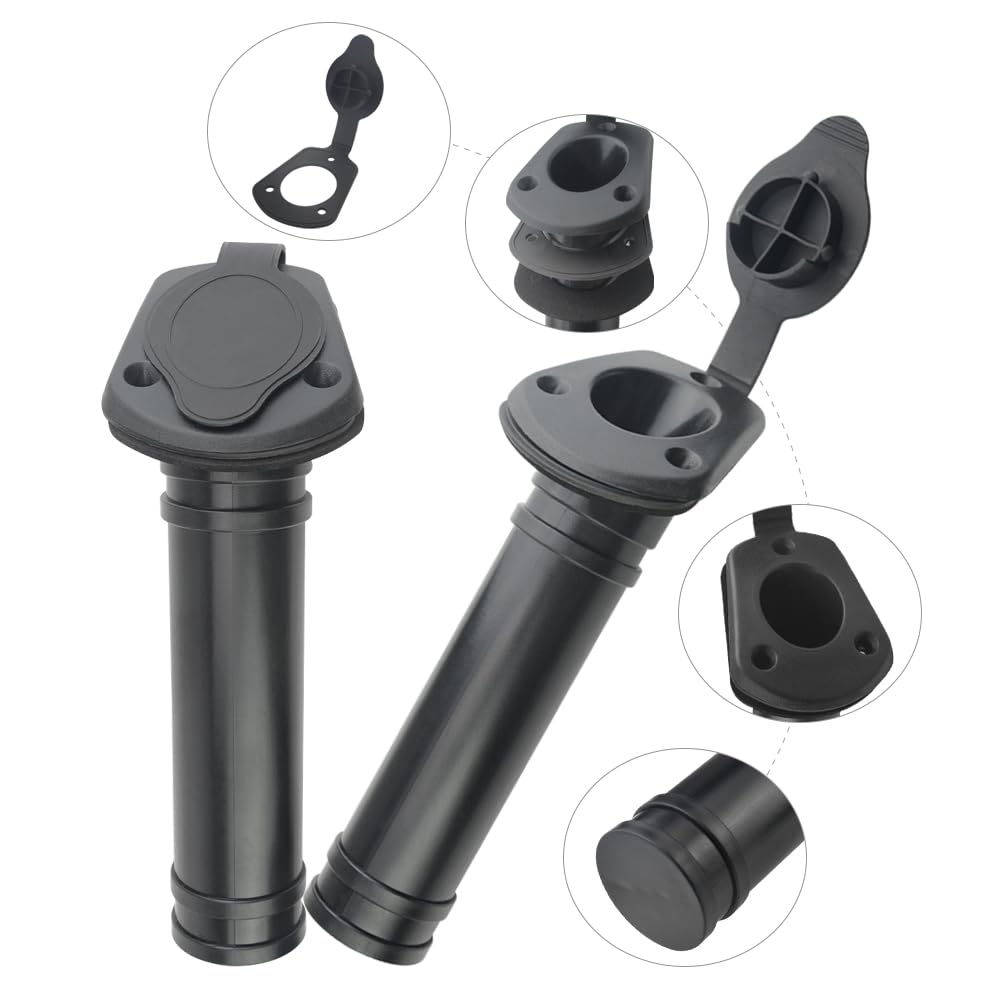 WMYCONGCONG 2 PCS Kayak Deck Fishing Rod Holder Plastic Flush Mount Fishing Boat Rod Holder w/Cap Cover for Kayak Boat Canoe