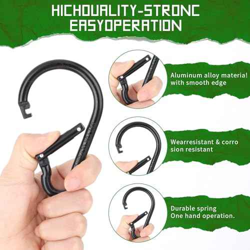 Ouligay 4pcs Large Carabiner Clip 4 inch D Ring Heavy Duty Carabiner Clips, Spring Snap Hook Small Carabiner Clips with Key Rings Aluminum Carabiner Keychain for Outdoor Camping Swing Hiking Dog Leash