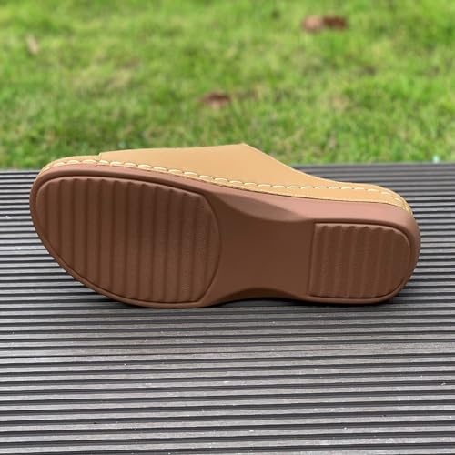 Orthopedic Sandals Women Fashion Comfort Leather Clip Toe Slip On Wedge Sandals Summer Beach Outdoor Womens Sandals Dressy Summer Comfortable Walking Sandals with Arch Support Orthotic Slides Thong