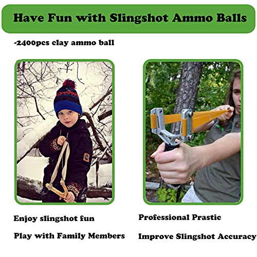 Timbocca Slingshot Ammo 3/8 Inch, 2400pcs Biodegradable Clay Sling Shot Ammo Ball, Come with Ammo Pouch.