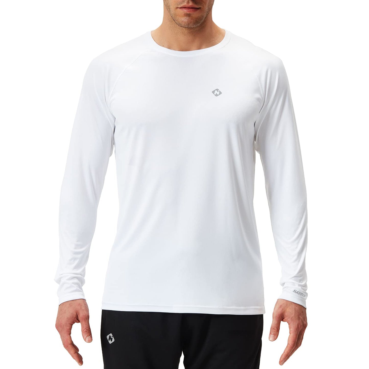 NAVISKIN Men's Sun Protection UPF 50+ UV Outdoor Long Sleeve Shirts White Size L