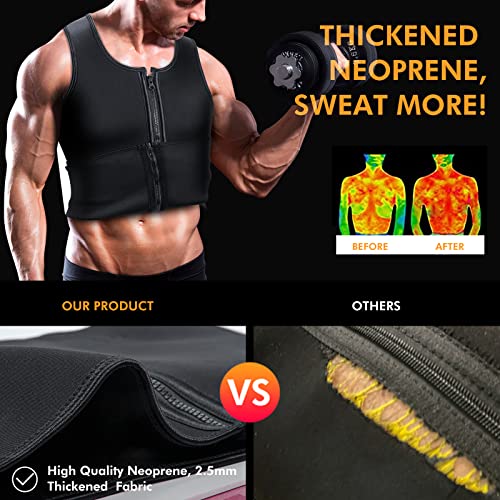 A+ Choice Sauna Vest Waist Trainer for Men - Mens Sauna Suit Large Sweat Belt Body Shaper for Gym Workout Exercise Faja Para Hombre Size Large