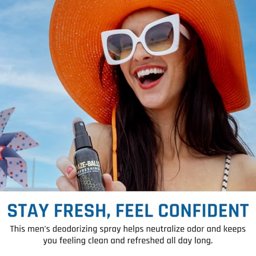 Derm Dude Amaze Ball Deodorant Spray for Men | Anti-Chafing Groin & Sack Spray with DeoPlex & Aloe Vera | Odor & Sweat Control for Private Parts | Strawberry Lollipop Scent, Talc-Free, 2oz