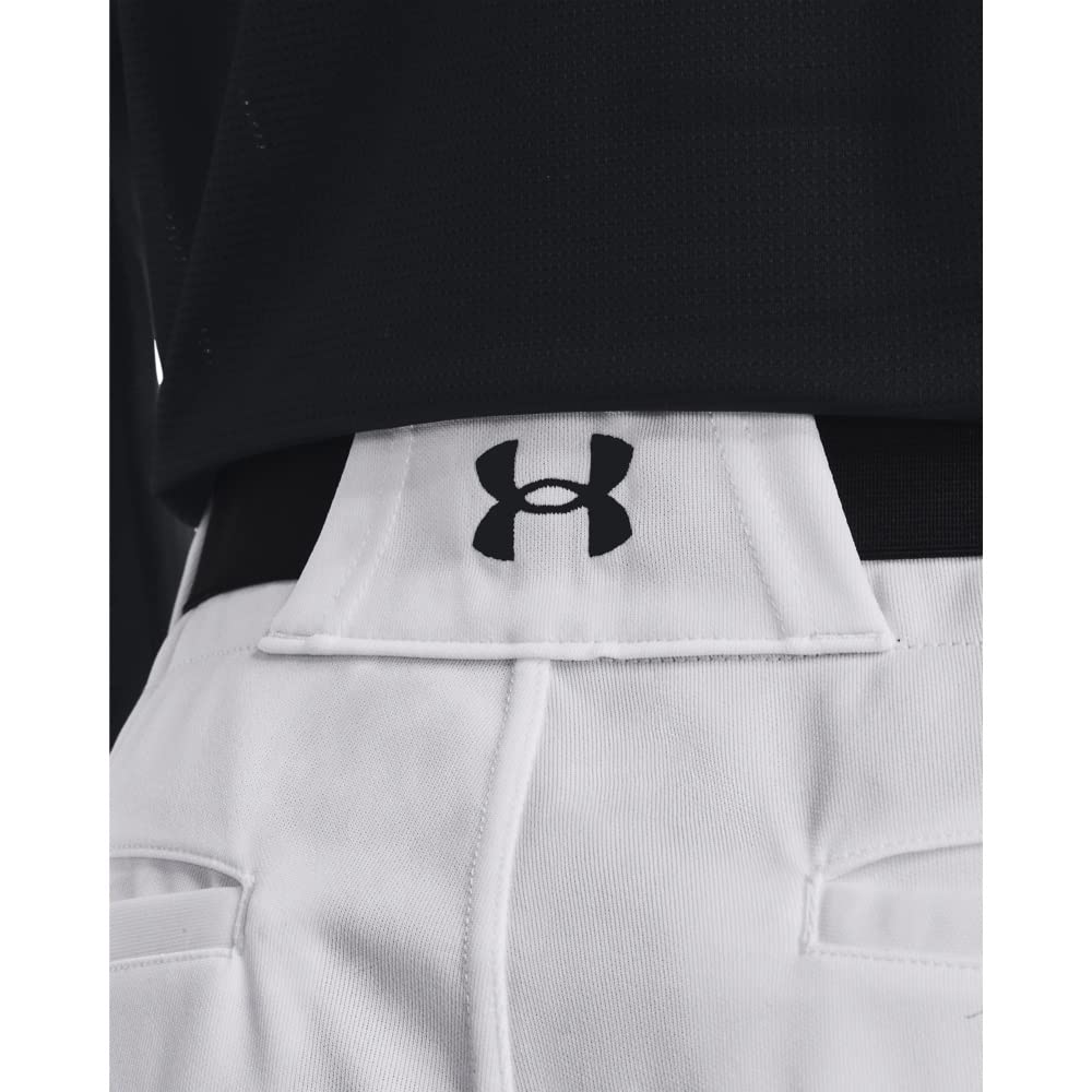Under Armour Men's Utility Baseball Straight Leg Pant Pipe 22, (100) White/Black/Black, Large