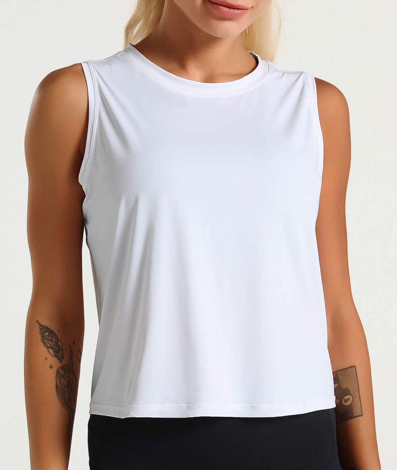 Dragon Fit Womens Ice Silk Workout Tank Tops Sleeveless Cropped Yoga Shirt for Running Gym Summer White