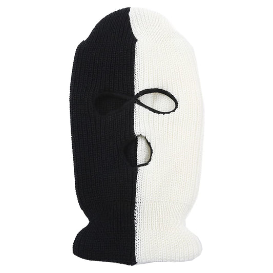 3 Hole Ski Mask Full Face Cover Balaclava Winter Windproof Cycling Accessories for Men Women Black-White