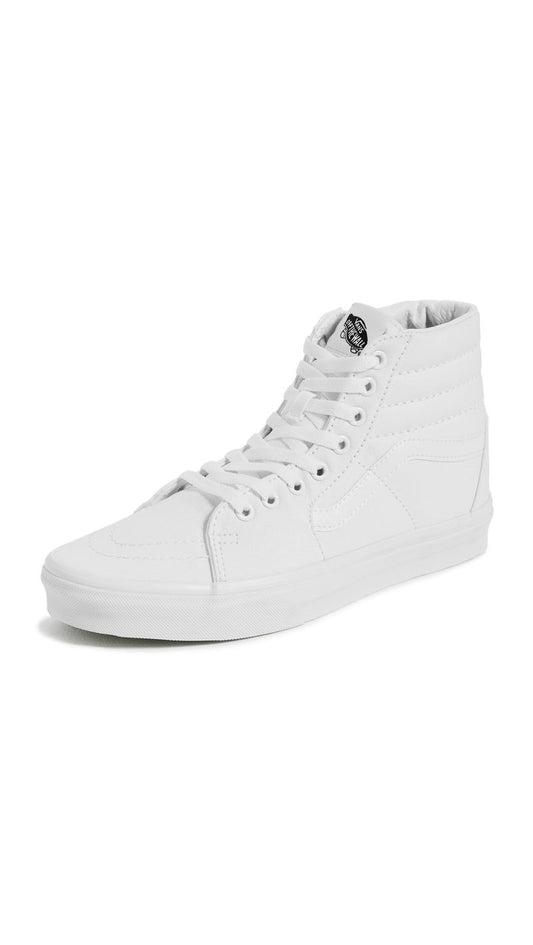 Vans Unisex Sk-8 High Top Sneakers, True White, 5 US Women/3.5 US Men