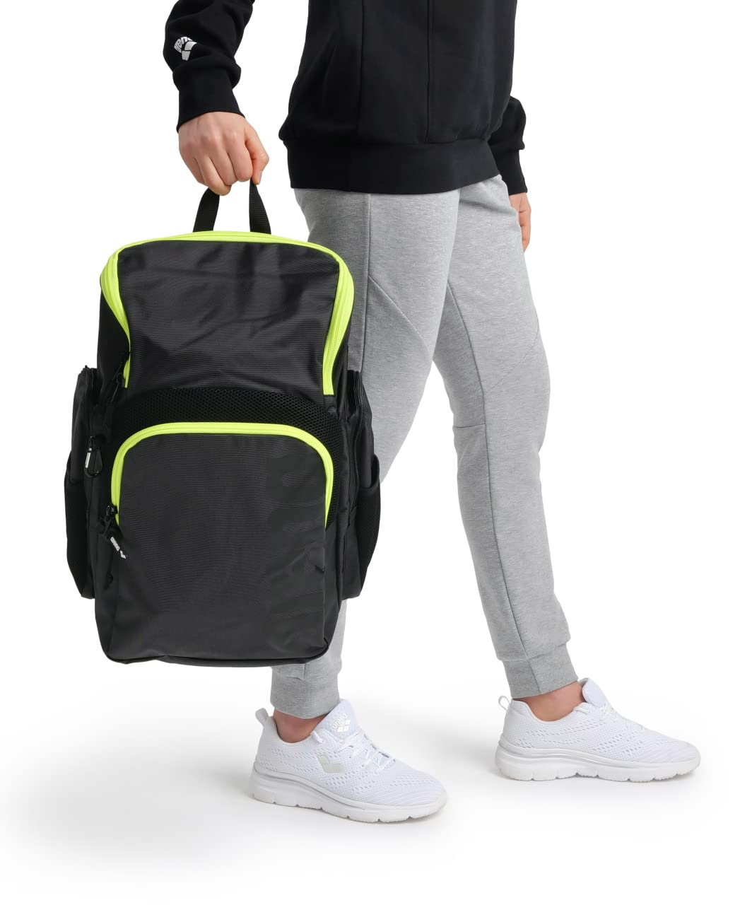 ARENA Spiky III Backpack 35 Unisex Travel Sports Gym Backpack for Men and Women, Training Gear Equipment Bag for Swimmers, 35 Liters, Dark Smoke/Neon Yellow