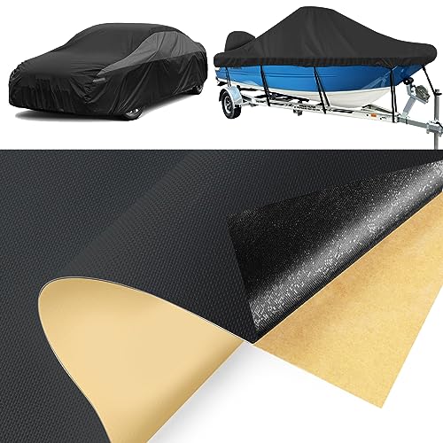 BOATPRO Boat Cover Repair Kit, 600D Super Stick Self-Adhesive Boat Cover Patch Repair Kit for Repairing Pool Cover, RV Cover, Awning, Waterproof Heavy Duty Canvas Repair Kit Black, 15" x 5",2 Pcs