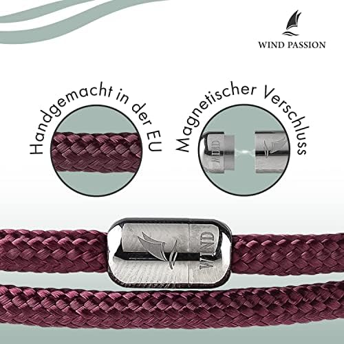 Wind Passion - Paracord Mens Bracelet - Bracelet for Women - Rope Bracelet String With Magnetic Clasp - Wrist Surfer Bracelet - Handmade Surfer Magnetic Bracelets - Sturdy & Waterproof