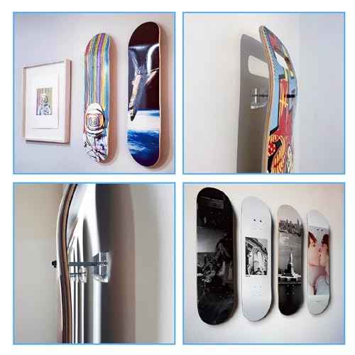 2 Pack Skateboard Wall Mount with Installation Screws Skateboard Display Mount Skateboard Hanger for Safely Store and Display Your skis Snowboards Scooters longboards and More
