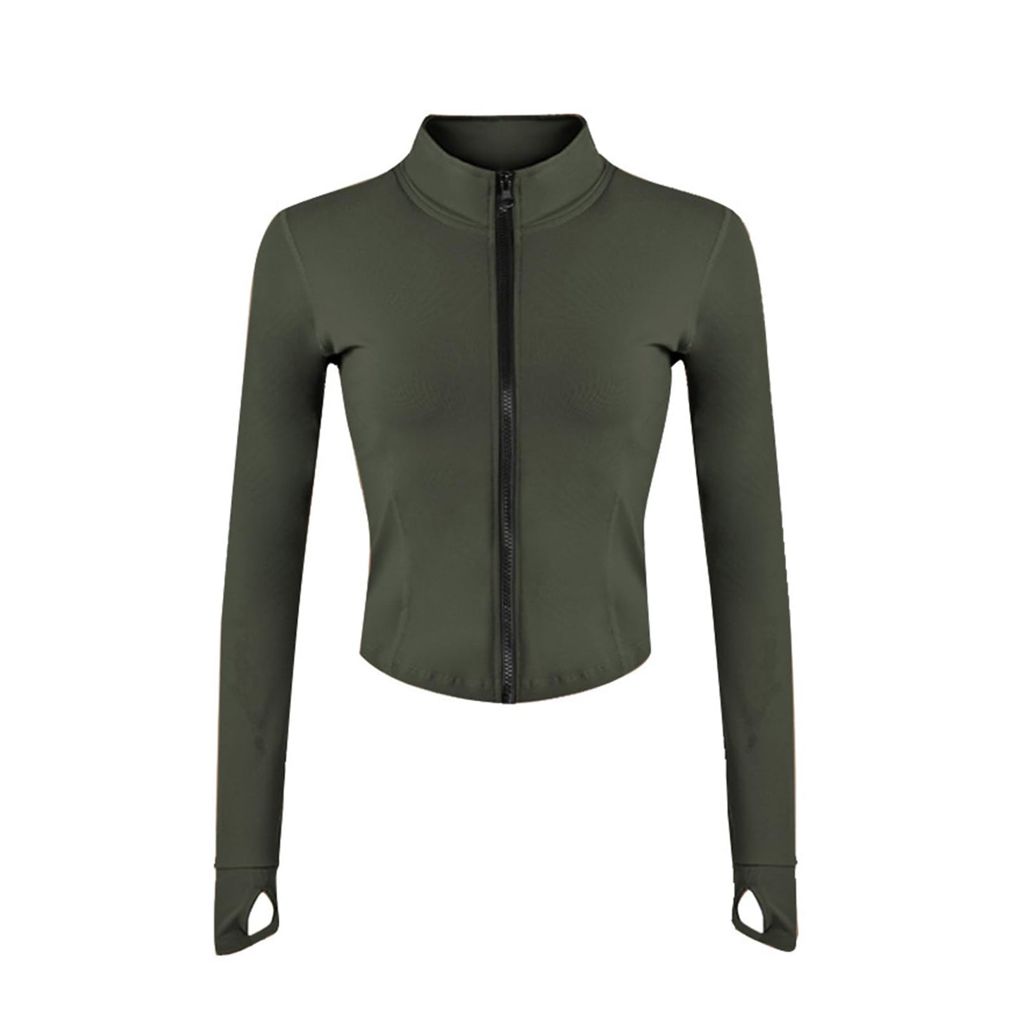 Zyrulix Women's Full Zip Lightweight Running Yoga Slim Fit Cropped Bbl Jacket Workout Sportwear With Thumb Holes