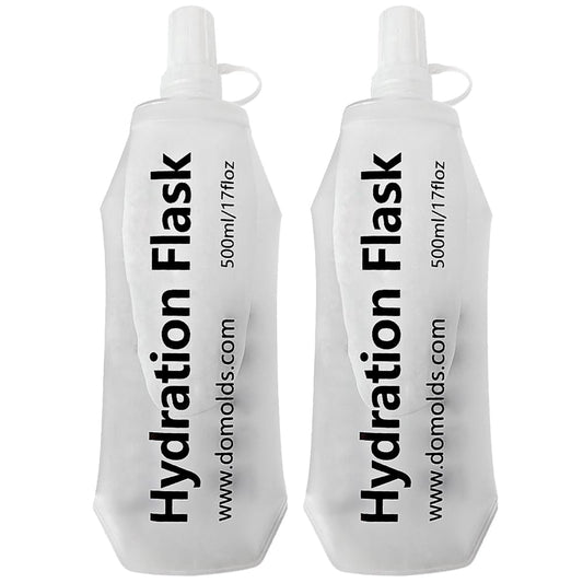 TACVEL 2 Pack 500 ml/17 oz Soft Flask, Flexible TPU Soft Water Flask for Running Vest, BPA-Free Hydration Flask for Running, Hiking, Cycling, Climbing-White