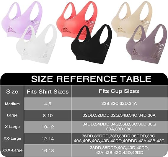 2024 Upgrade Breathable Cool Liftup Air Bra, Large Size Air Bra Breathable and Comfortable Mesh Sports Bra for Women Light Purple