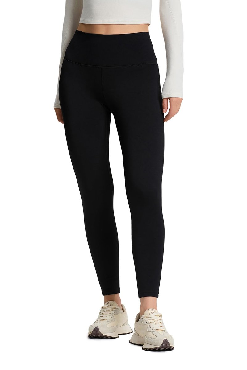 Yogipace CozyWarmth Petite Women's High Waisted Thick Fleece Lined Leggings Warm Thermal Tight with Zip Pocket,24",Black,Size S