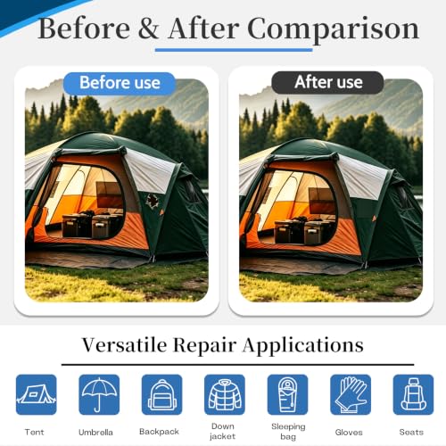 Fadoub Black Nylon Tent Repair Tape Self-Adhesive Fabric Patch Kit for Outdoor Gear