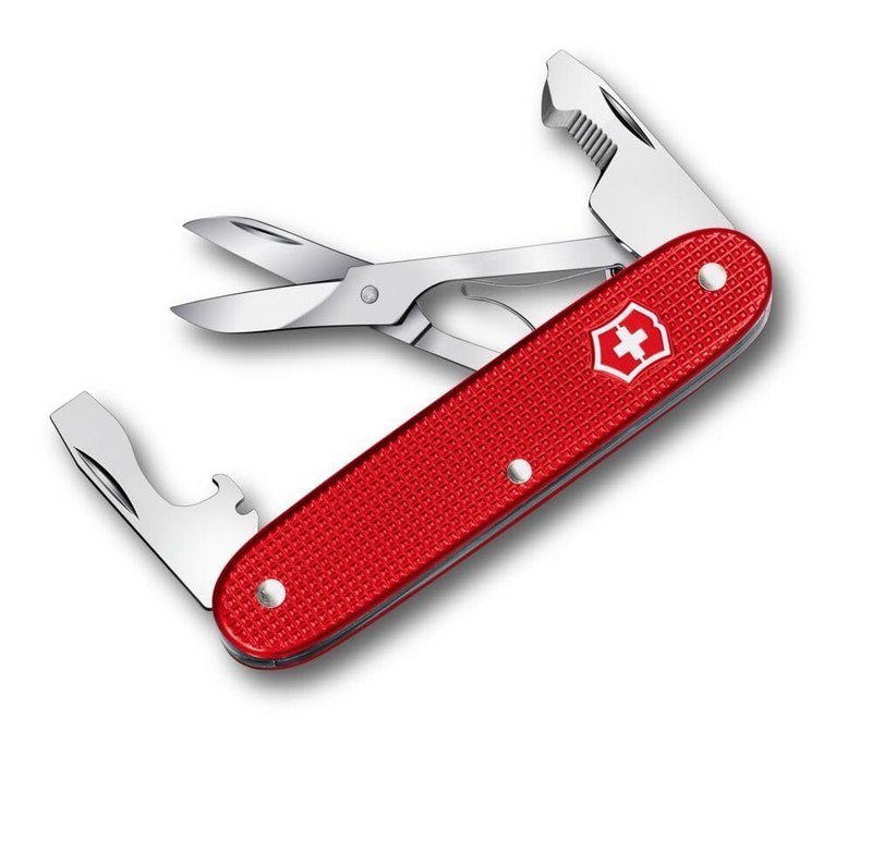 Victorinox Companion Slim Alox Pocket Tool 6 Functions with Scissors, Pack Opener, Screwdriver, Swiss Made - Red