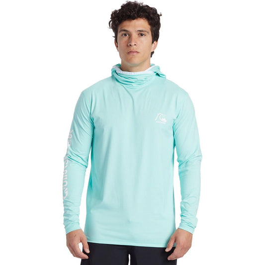 Quiksilver Men's Standard Heritage Hood Long Sleeve Rashguard UPF 50 Sun Protection Surf Shirt, Sky Blue Heather, 3X-Large