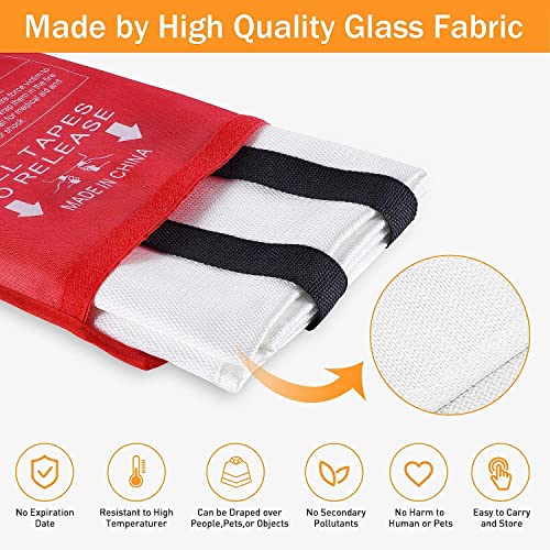 Mondoshop Emergency Fire Blankets for Home Kitchen Fiberglass Fireproof Blankets for Camping, Picnic, Fireplace, School, Grill, Car, Office, Warehouse