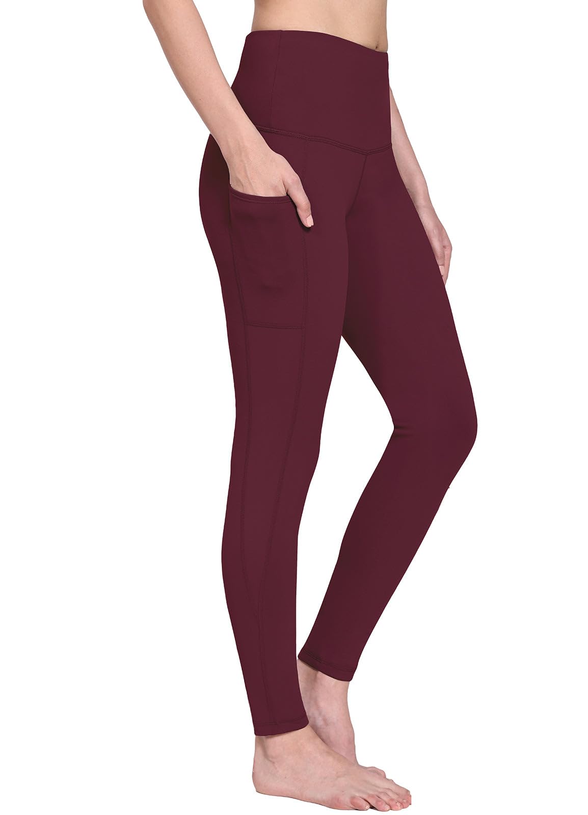 baleaf Fleece Lined Leggings Women Snow Waterproof Pants Thermal Warm Winter Yoga Cold Weather Gear with Pockets Wine Red 3XL