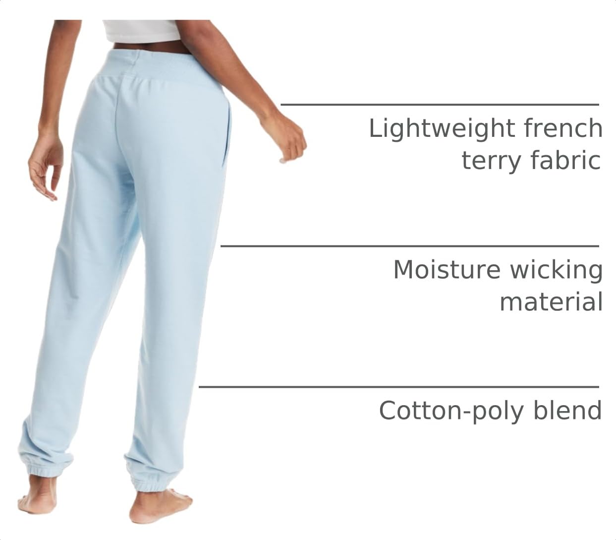 U.S. POLO ASSN. Womens Sweatpants with Pockets, French Terry Jogger Lounge Pants (Blue Yonder Heather, Medium)