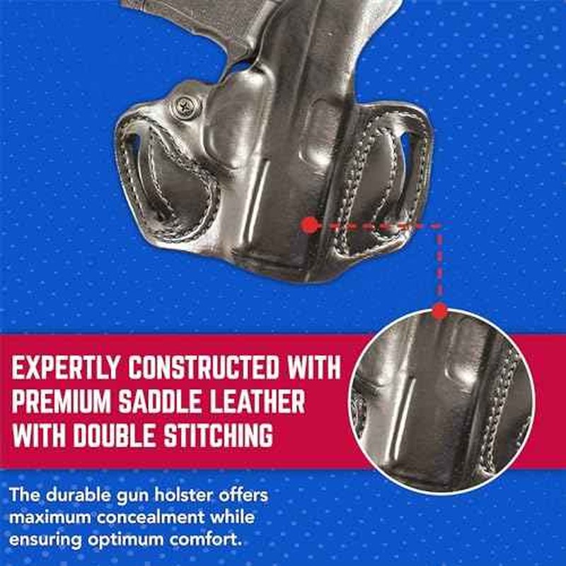DeSantis Thumb Break Mini Slide Holster- Leather Holsters for Pistols, OWB Holster Compatible with SIG Sauer P365, P365 XL, P365 SAS, P365 XL w/ ROMEO ZERO, P365X w/ ROMEO ZERO - Left Hand Draw, Black
