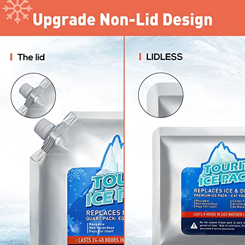 TOURIT Reusable Ice Pack for Coolers Long Lasting Cooler Ice Packs for Cooler Bag Lunch Bags/Boxes, Cooler Backpacks, Freezer Packs for Coolers