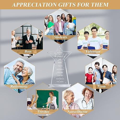 Bucherry 10 Pcs Employee Appreciation Awards for Coworker Acrylic Thank You Trophy May You Be Proud of the Work You Do Sign Prizes for Adults Retirement Goodbye Farewell Gift for Women Men (Bomb)