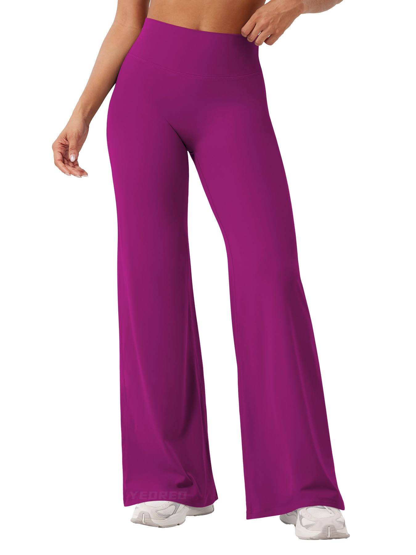YEOREO Workout Women Straight Leggings 31.5" Eddiy Yoga Pants Rose Purple M