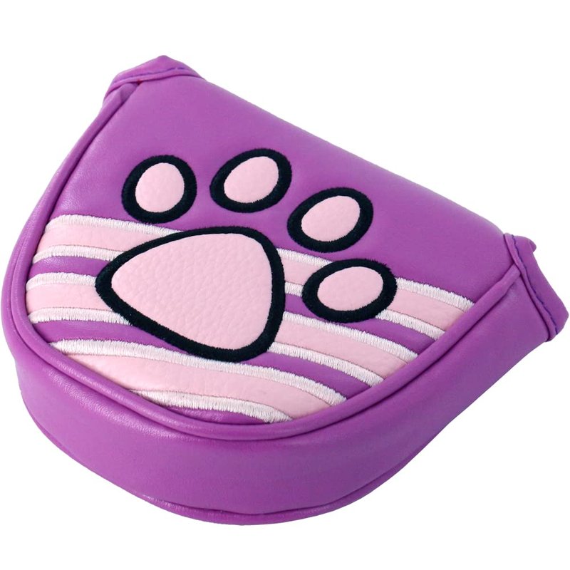 Myartte Cat Paw Golf Club Head Cover Putter Headcover for Blade Mallet or Driver Style Putters Embroidered Paw Pu Leather for Scotty Ping Callaway Odyssey Putters