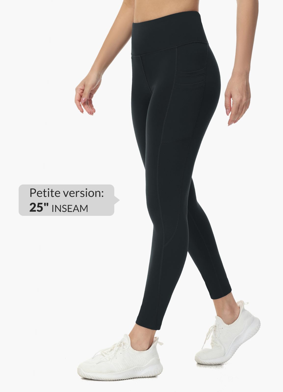 baleaf Fleece Lined Leggings Women Water Resistant 25" Petite Winter Warm Legging Thermal Running Tights Yoga Hiking Pants Black S