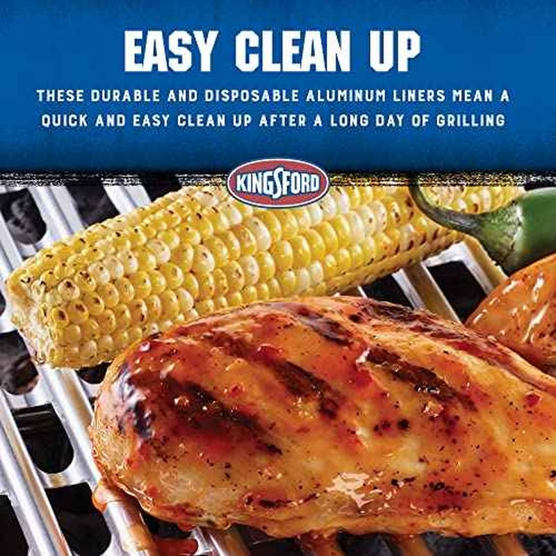 Kingsford Heavy Duty Aluminum Grill Liners | Heavy Duty Grill Liners | Disposable Grilling Liners Prevent Food from Falling Through Grill Grates, 48 Count,Silver