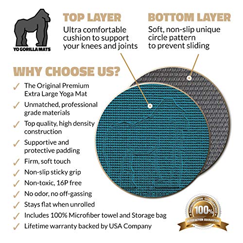 Gorilla Mats Premium Extra Large Yoga Mat – 9' x 6' x 8mm Extra Thick & Ultra Comfortable, Non-Slip Barefoot Exercise Mat – Works Great on Any Floor for Stretching, Cardio or Home Workouts