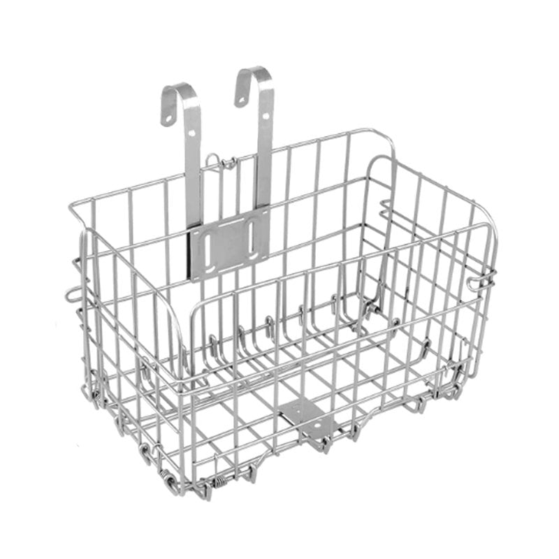 Folding Rear Bike Basket Wire Mesh Fold-Up Detchable Front Bag Rear Hanging Bike Basket Bicycle Bag Cargo Rack for Mountain Bike Accessories Bike Frame Basket 1 Pack (Silver)