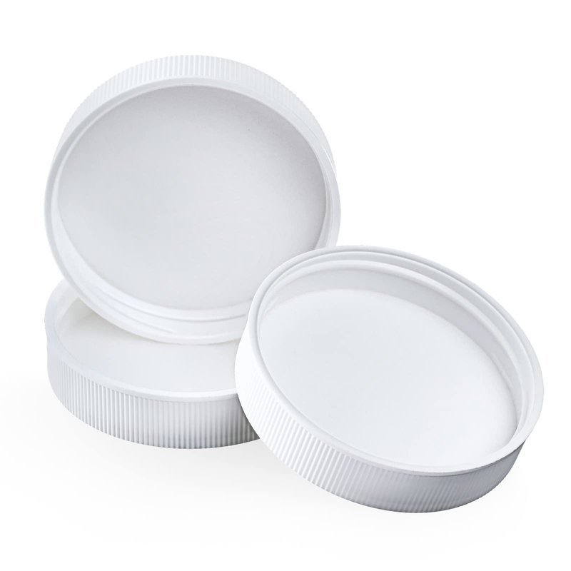 Gandeer 24 Pcs 53 mm White Threaded Water Jug Caps for 3 and 5 Gallon Water Jug Screw on Cap Plastic Bottle Tops with Foam Liner Reusable Milk Bottle Lids Replacement