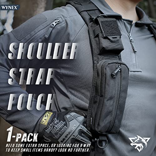 WYNEX Molle Accessories Pouch of Double Zipper Pocket Version, Backpack Strap Pouch Shoulder Strap Molle Attachment Tactical Accessories Bag Shoulder Starps Zipper Pocket Additional Phone Holder