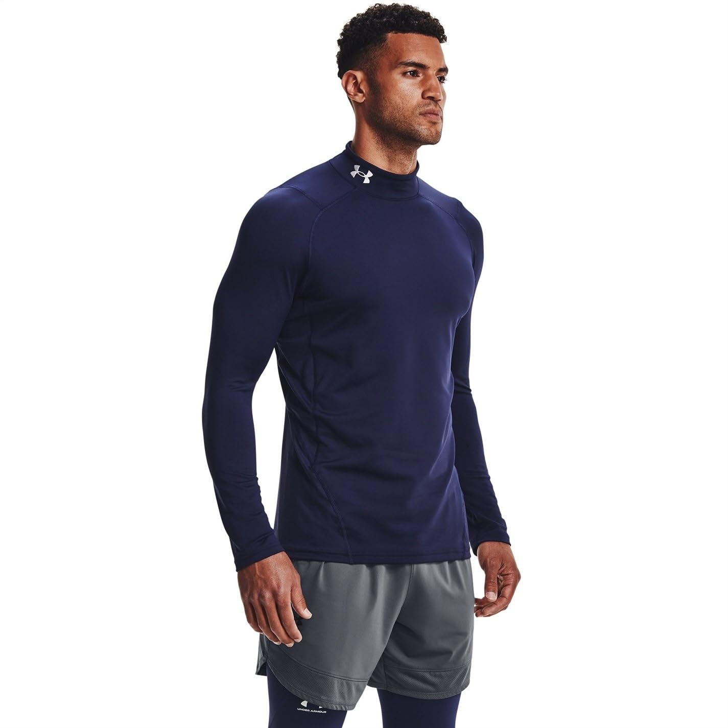 Under Armour - Mens ColdGear Armour Fitted Mock Long-Sleeve T-Shirt, Color Midnight Navy (410), Size: X-Large x Tall