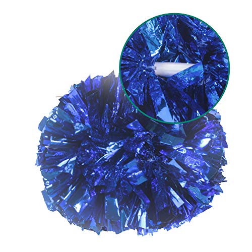 Hooshing 2PCS Blue Pom Poms Cheerleading with Baton Handle for Team Spirit Sports Dance Cheering