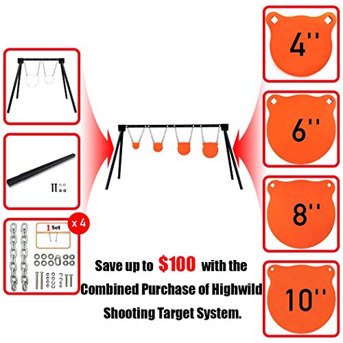 Highwild Steel Target Stand AR500 Shooting Target System (Stand, Mounting Kits & 4"+6"+8"+10" Gongs)