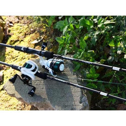KastKing Crixus Fishing Rod and Reel Combo, High Performance Spinning & Baitcaster Combo, IM6 Graphite 2Pc Blanks, Zirconium Oxide Rings, SuperPolymer Handle, Lightweight Reel with Aluminum Spool