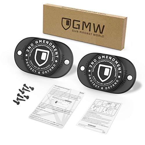 GMW Gun Magnet [2-Pack] 30 lbs. Rating Magnetic Gun Mount, HQ Rubber Coated Gun Magnet Buckler Series for Car, Truck, Desks, Safes, and Walls, Indoor Gun Racks, Concealed Gun Holder for Handgun