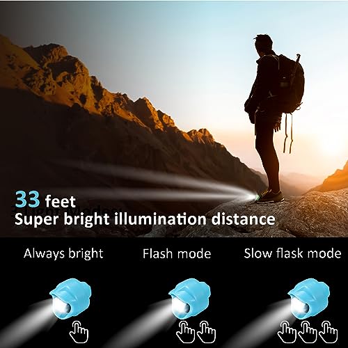 RAHAN Croc Lights for Shoes,2 PCS Croc Headlights,Light Up Charm Accessories for Adults Croc, Hands-Free Night Light, Camping Lights, IP65 Waterproof Light, Blue