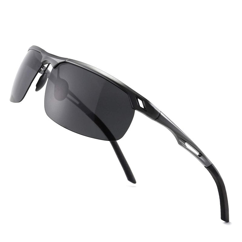 SUNGAIT XXL Extra Large 152MM Polarized Wrap Around Sports Sunglasses for Men Women Fishing Driving Al-Mg Frame UV400 (Gunmetal Frame/Gray Lens)