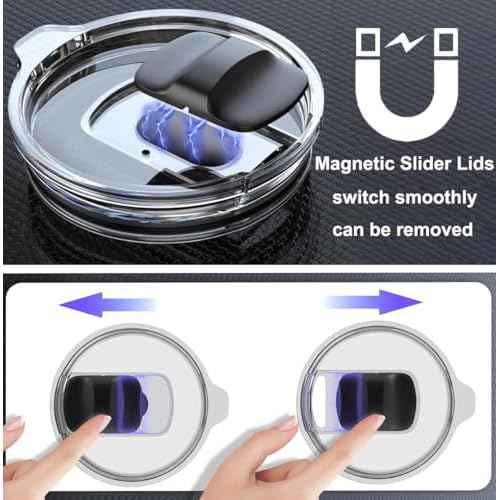 2PCS for YETI 30 oz Tumbler Lid, Replacement Lids Magnetic Slider Compatible for Yeti 30 oz Tumbler, 14 oz Mug and 35 oz Straw Mug, Travel Spill Proof Cup Lids Covers with Magnetic Slider Switch